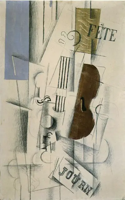 Violin and Newspaper Georges Braque